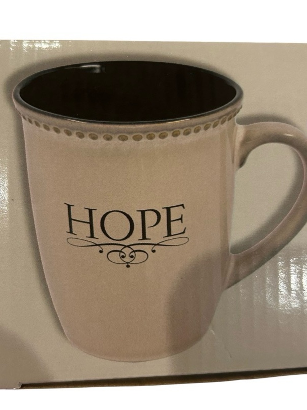 Hope Ceramic Coffee Mug with Beaded Rim - Picture 3 of 3